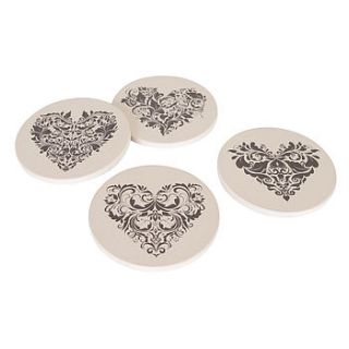 set of four ceramic heart coasters by dibor
