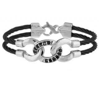 Mirell Titanium Cable & Sterling Black Spinel Bracelet —
