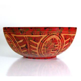 Fishes and Leaves Decorative Ceramic Bowl (Nicaragua) Third World Charm Baskets & Bowls