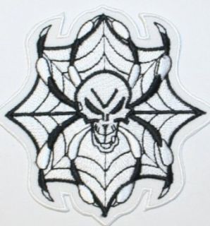 Skull Spiderweb Tattoo Art Embroidered iron on Goth Gothic Applique Patch