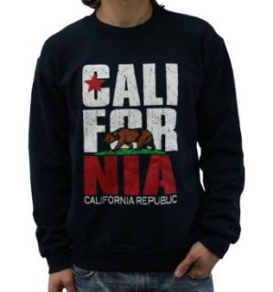 "California Republic Star" Design Men's Sweatshirt   NAVY BLUE Clothing
