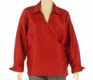 JM Collection Wrap Around Blouse Red Amore 24W