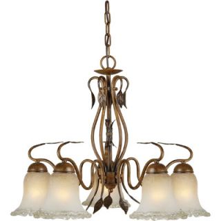 Forte Lighting 5 Light Chandelier with Umber Ice Glass Shades
