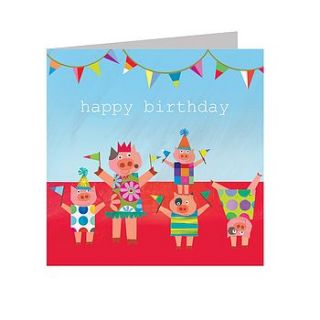 sparkly 'happy birthday' pigs card by square card co