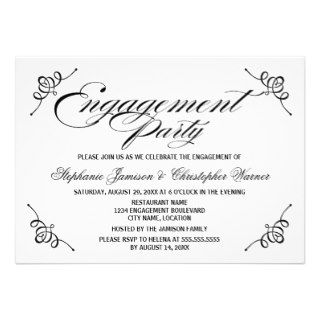 Calligraphy Elegance Engagement Party Personalized Invitation