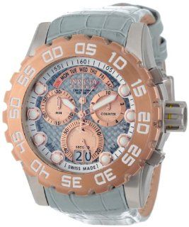 Invicta Men's 12483 Excursion Chronograph Silver Carbon Fiber Dial Grey Leather Watch at  Men's Watch store.