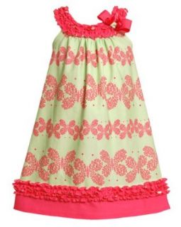 Bonnie Jean Little Girls 4 6X Green/Pink Butterfly Stripe Ruffle Trim Knit Dress Playwear Dresses Clothing