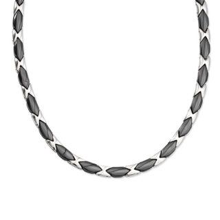 Titanium and Black Ceramic Link Necklace 20 Inch Jewelry