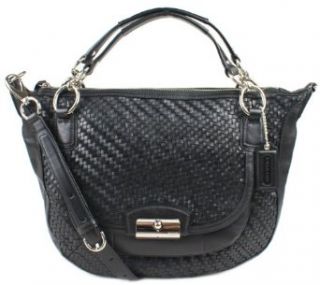 Coach Leather Kristin Woven Round Convertible Hobo Satchel Bag 19312 Black Top Handle Handbags Shoes
