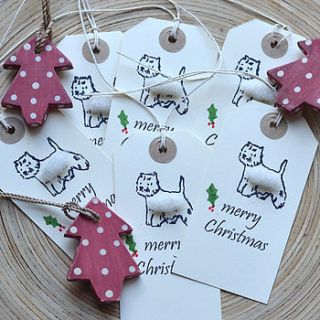 christmas westie dog gift tags by penny lindop designs
