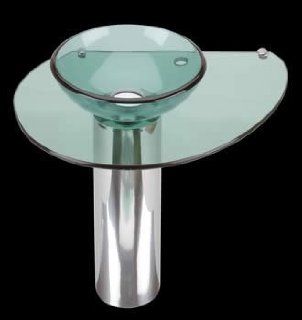 Glass Sinks Green Glass/Stainless, Children's Glass Pedestal Sink  12915  