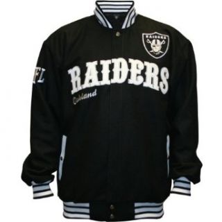 NFL Men's Oakland Raiders First Down Wool Jacket (Black, 4X Large)  Sports Fan Outerwear Jackets  Clothing