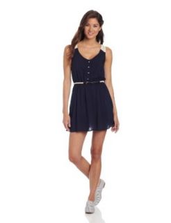 Sequin Hearts by My Michelle Juniors 33 Inch Razor Back Button Front Dress, Navy, Small
