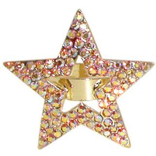 1 3/8" Adjustable Star Ring, in Gold with Ab Finish Jewelry