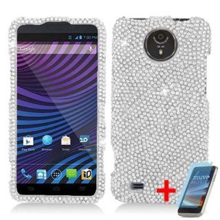 ZTE VITAL N9810 SOLID SILVER DIAMOND BLING COVER SNAP ON HARD CASE +FREE SCREEN PROTECTOR from [ACCESSORY ARENA] Cell Phones & Accessories