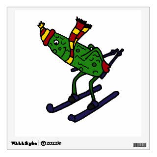 Funny Skiing Pickle Cartoon Room Decals