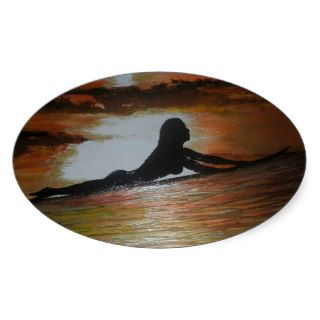 Surfer girl silhouette stickers