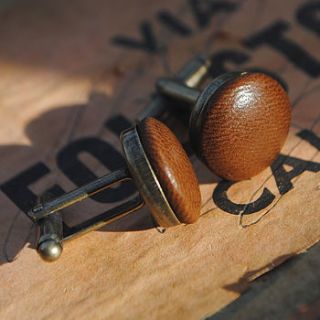 vintage style leather cufflinks by parkin & lewis