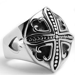 Oliveti Stainless Steel Cast Cross Design Ring Oliveti Men's Rings