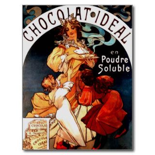 Chocolat Ideal ~ Vintage Alphonse Mucha French Art Postcard
