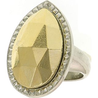 Laundry by Shelli Segal Silver Tone Gold  Teardrop Ring Size 7