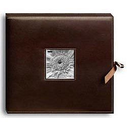 Sewn Leatherette D Ring Scrapbook Album Box   Brown