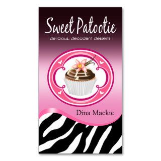 Zebra Cupcake Logo "Sweet Patootie" pink Business Card Template