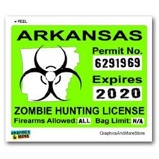 Arkansas AR Zombie Hunting License Permit Green   Biohazard Response Team   Window Bumper Locker Sticker Automotive