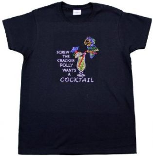 A+ Images, Inc. Screw the Cracker Polly Wants a Cocktail Rhinestone T Shirt Clothing