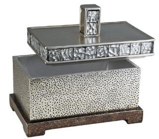 DDEH 9''h Mirror Tiles Rectangular Decorative Box   Furniture