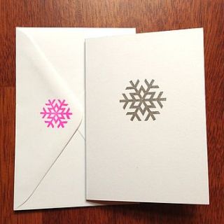 pack of five snowflake stamp cards by bonbon studio