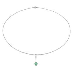 Malaika Sterling Silver Round cut Emerald Drop Necklace Malaika Gemstone Necklaces
