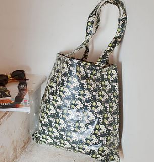 oilcloth shopper bag in vintage floral print by caro london