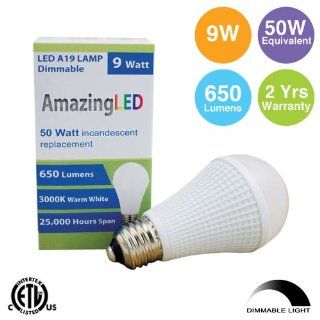 LED Light Bulbs A19, 110V, 9W, E26, 650 lumens, Warm White, 50W Equivalent, Dimmable, Samsung chip 2 Years Warranty   Led Household Light Bulbs  
