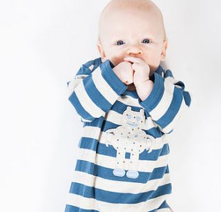 striped robot sleepsuit by lucy & sam