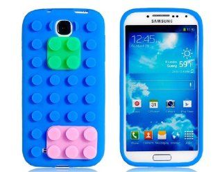 Building Block Design Silicone Case for Samsung Galaxy S4/ I9500 (Blue) Cell Phones & Accessories