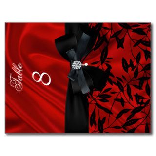 Red Damask Black Table Number Seating Place Card Postcards