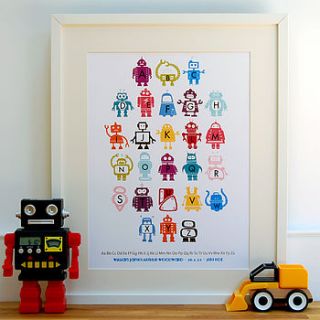 personalised children's robot alphabet print by little ink