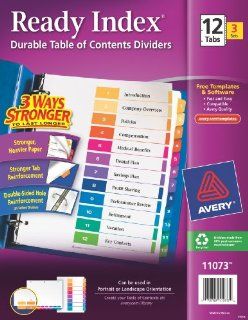 Avery Ready Index Table of Contents Dividers, 12 Tab, 3 Sets (11073)  Binder Index Dividers 