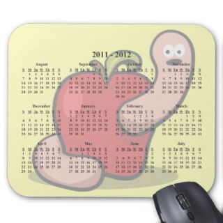 2011 2012 Worm & Apple Teacher School Calendar Mouse Pad