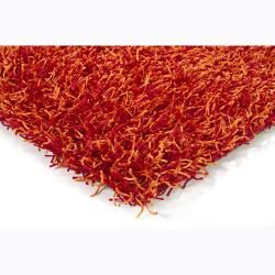 Handwoven Red/Orange Mandara Shag Rug (2'6 x 7'6) Mandara Runner Rugs