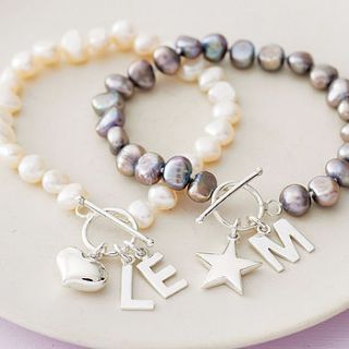 freshwater pearl initial bracelet by highland angel