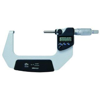 Mitutoyo 395 371 Spherical LCD Face Micrometer, Ratchet Stop, 0 1"/0 25.4mm Range, 0.00005"/0.001mm Graduation, +/ 0.0001" Accuracy, Spherical Spindle Micrometer Heads