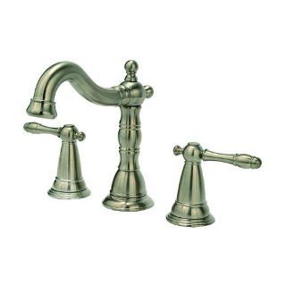 Aqueous 50B82CYBNADZ Ballymore Victorian Lavatory Faucet 2 Lever Handles Widespread, Brushed Nickel   Touch On Bathroom Sink Faucets  