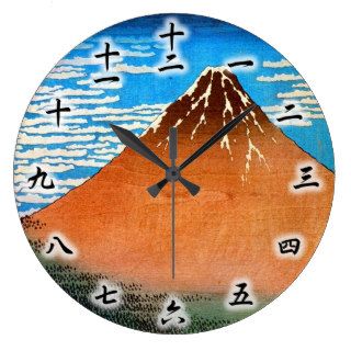 凱風快晴（赤富士）, 北斎 Red Mount Fuji, Hokusai, Ukiyo e Wall Clock