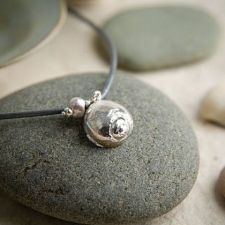 silver baby whelk shell necklace on leather by sally clay