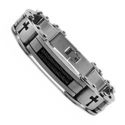 Oliveti Stainless Steel Black Cables and Resin Cross Bracelet Oliveti Men's Bracelets