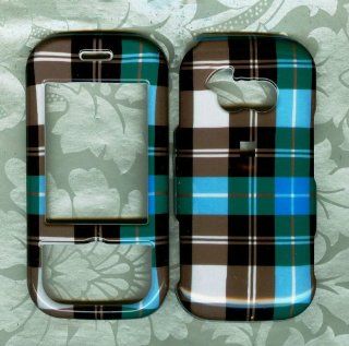 Blue Plaid Rubberized AT&T LG NEON GT365 PHONE COVER Cell Phones & Accessories