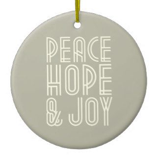 Sage Chevron Peace Hope and Joy Christmas Christmas Ornaments
