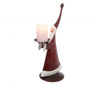 Small Candle Impressions Metal Santa with Flameless Candle w/Timer —